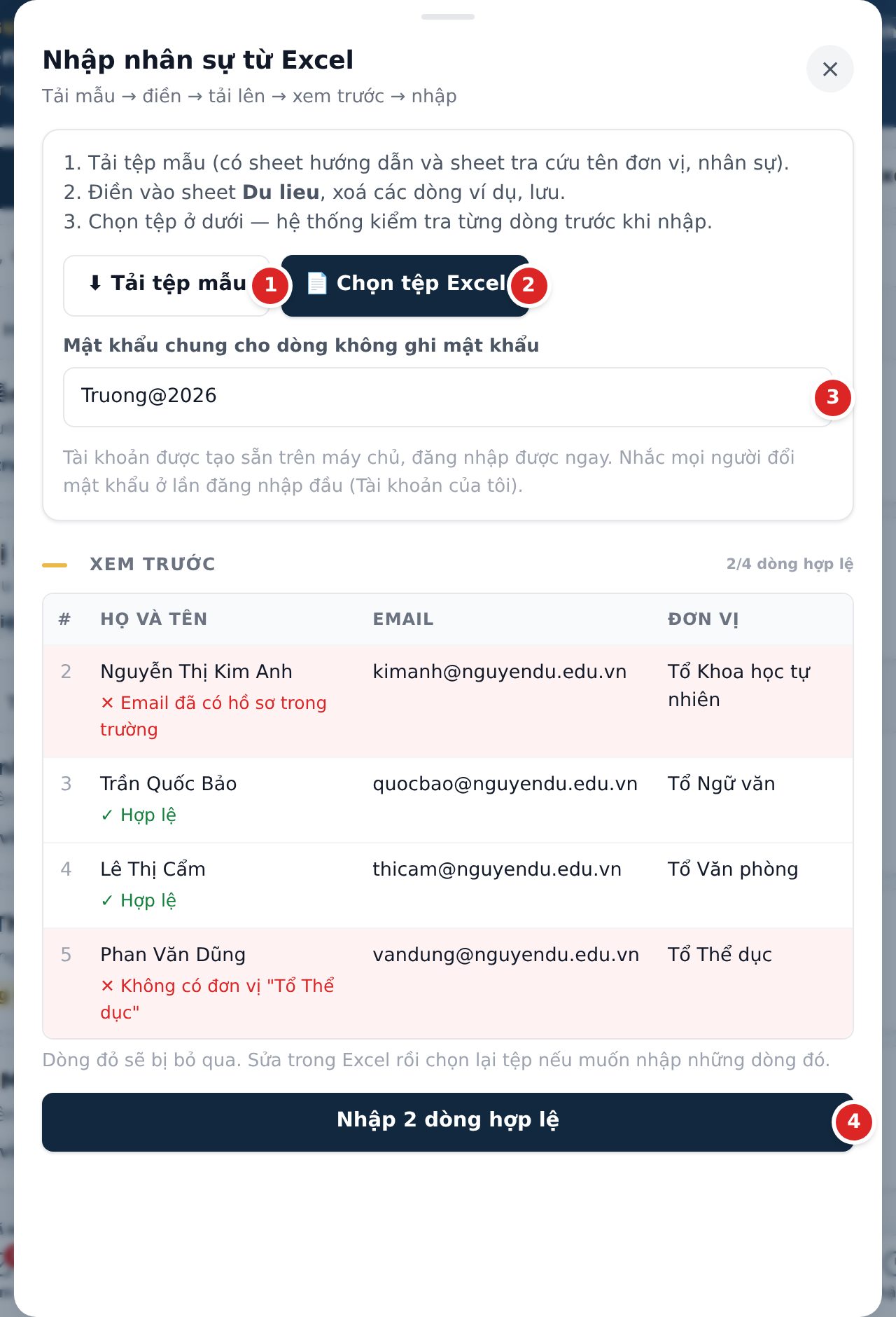 Nhập nhân sự từ Excel