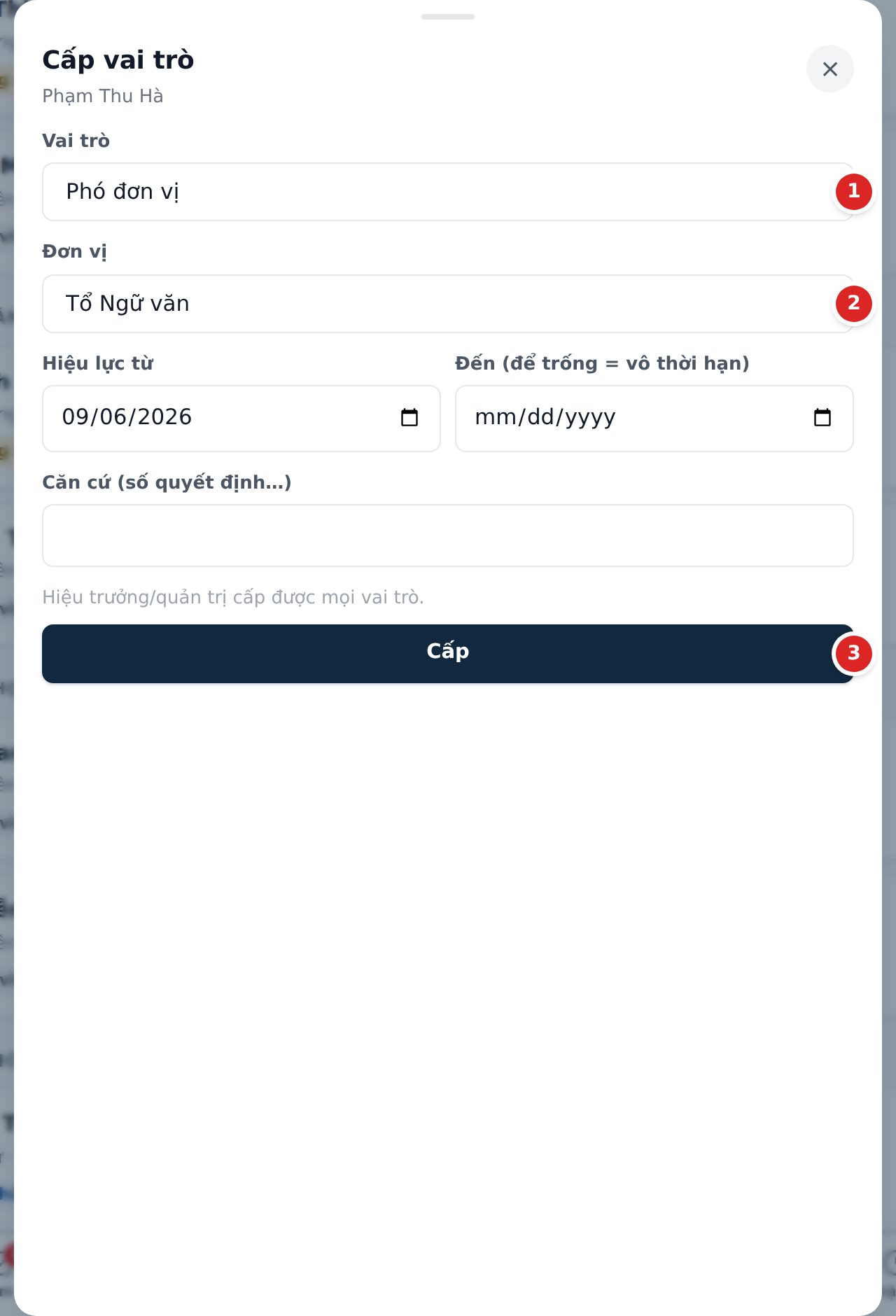 Cấp vai trò