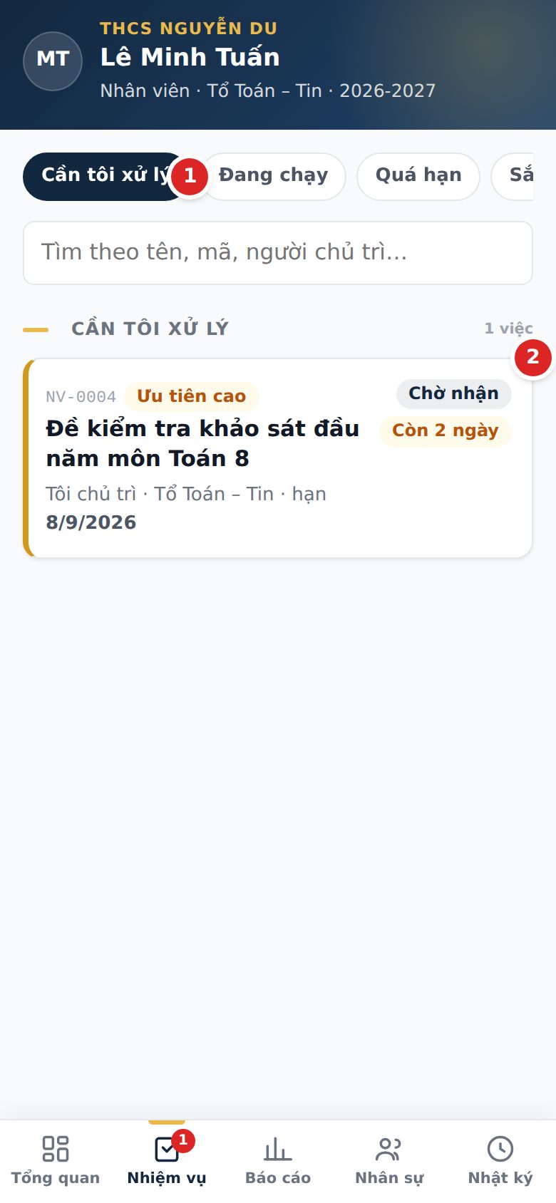 Danh sách việc của giáo viên