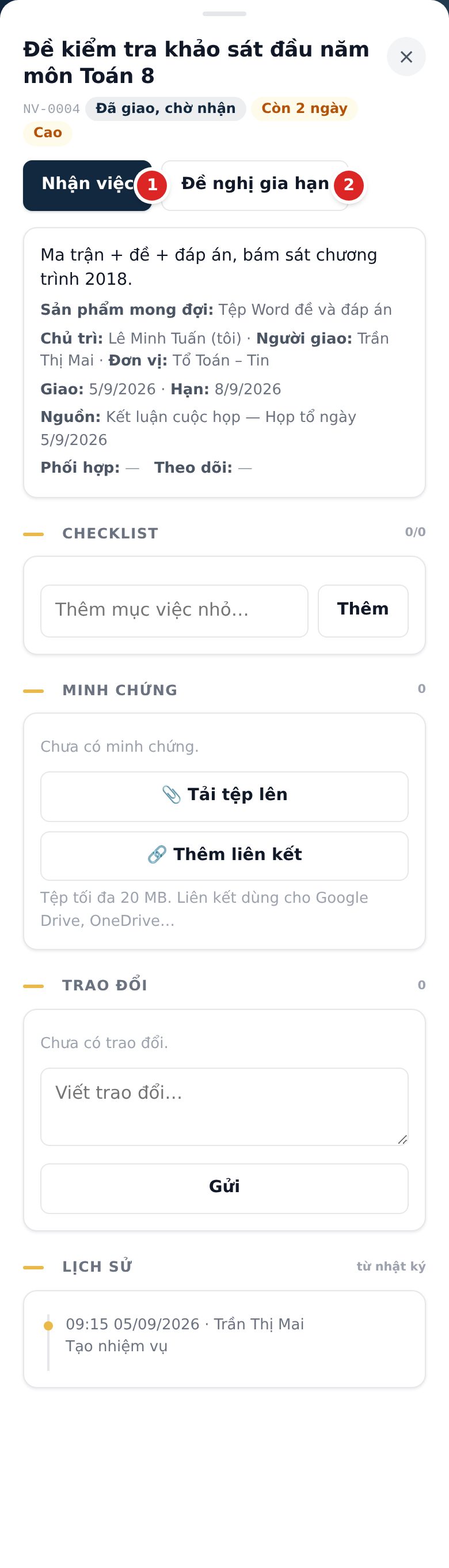 Nhận việc
