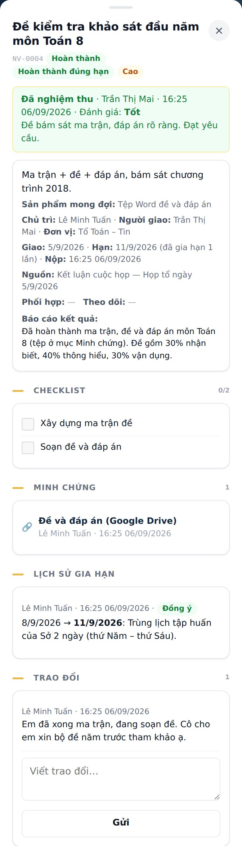 Đã nghiệm thu